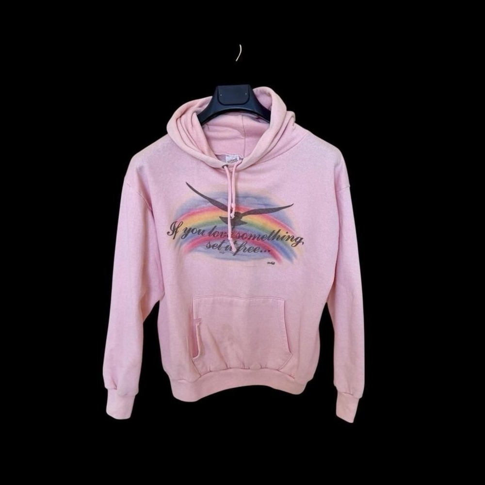 Vintage 70s True Vintage Sportswear Pullover Hoodie Med Distressed Love Quote